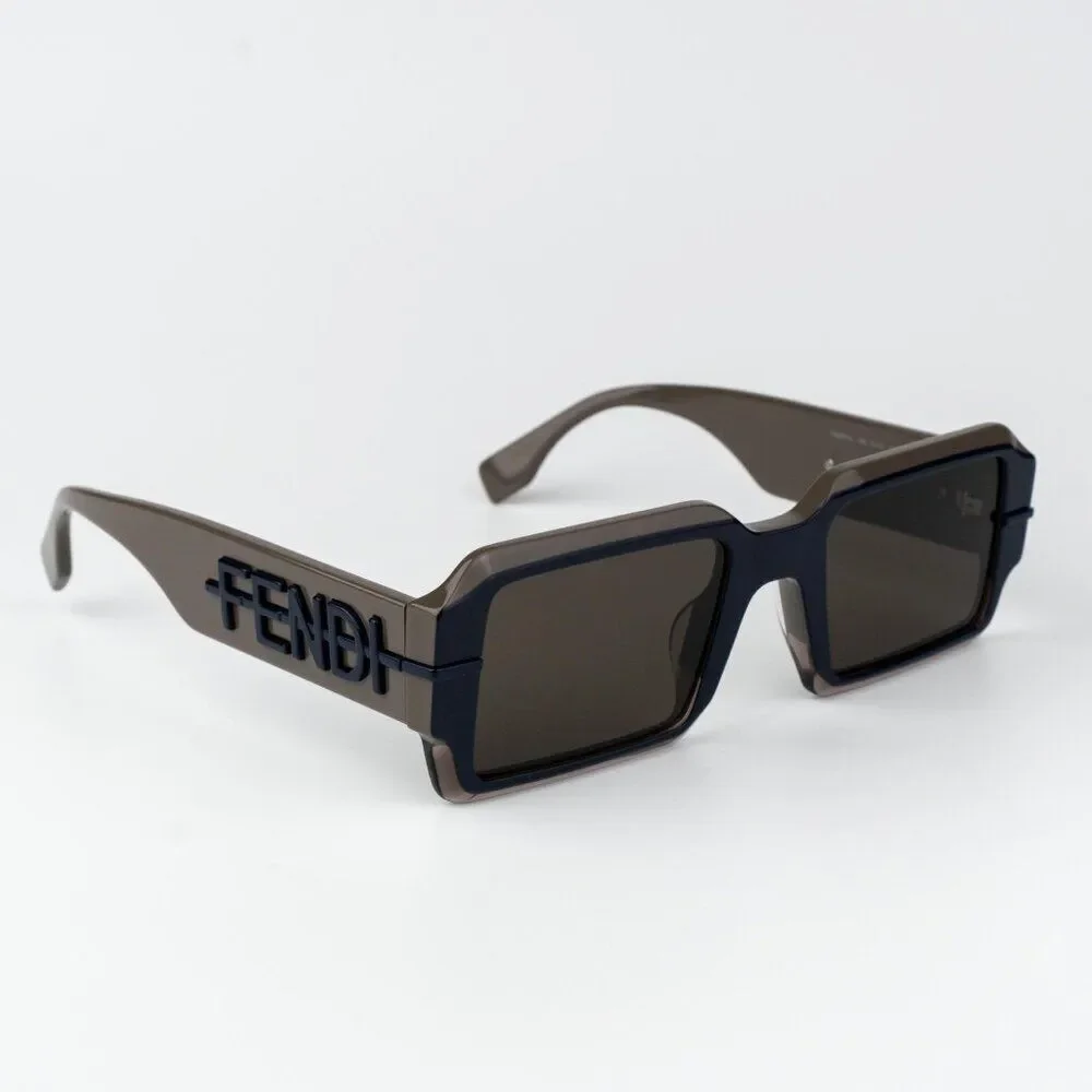 Fendi FENDIGRAPHY Men Sunglasses Rectangle Brown FE40073U 50E NEW AUTHENTIC
